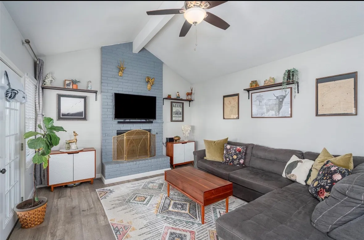 A warm, styled Central Texas living room