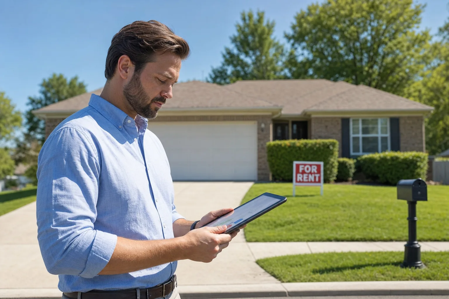 An investor reviewing figures on a tablet