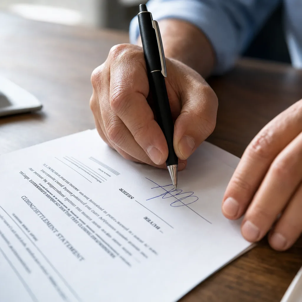 Hands signing closing documents